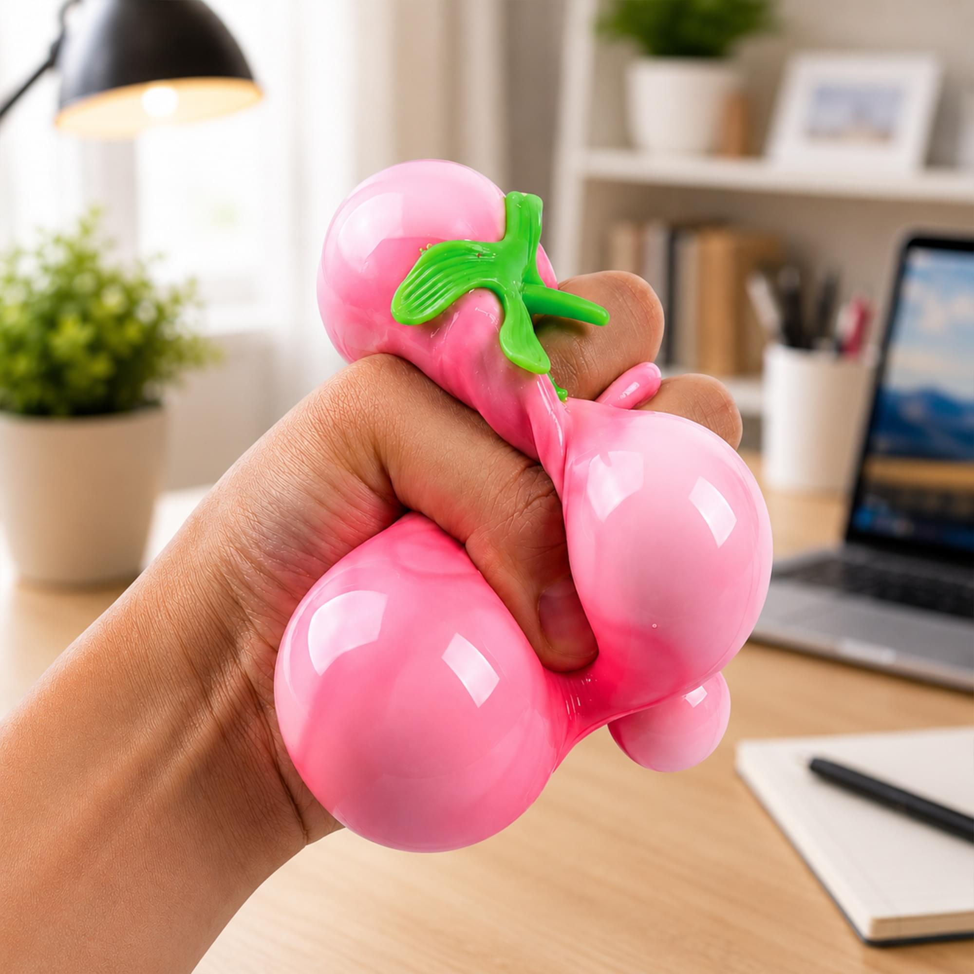 Alt View 2. Puka Creations - Squishy Strawberry 3-Inch Stress Reliever - Red.