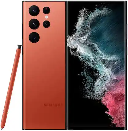 Front. Samsung - Samsung Galaxy S22 Ultra 256GB S908U Unlocked - Red.
