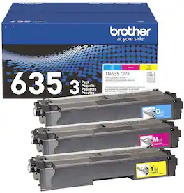 Brother - Genuine TN635 3PK 3-Pack of Standard Yield Cyan, Magenta, and Yellow Toner Cartridges - Cyan/Magenta/Yellow