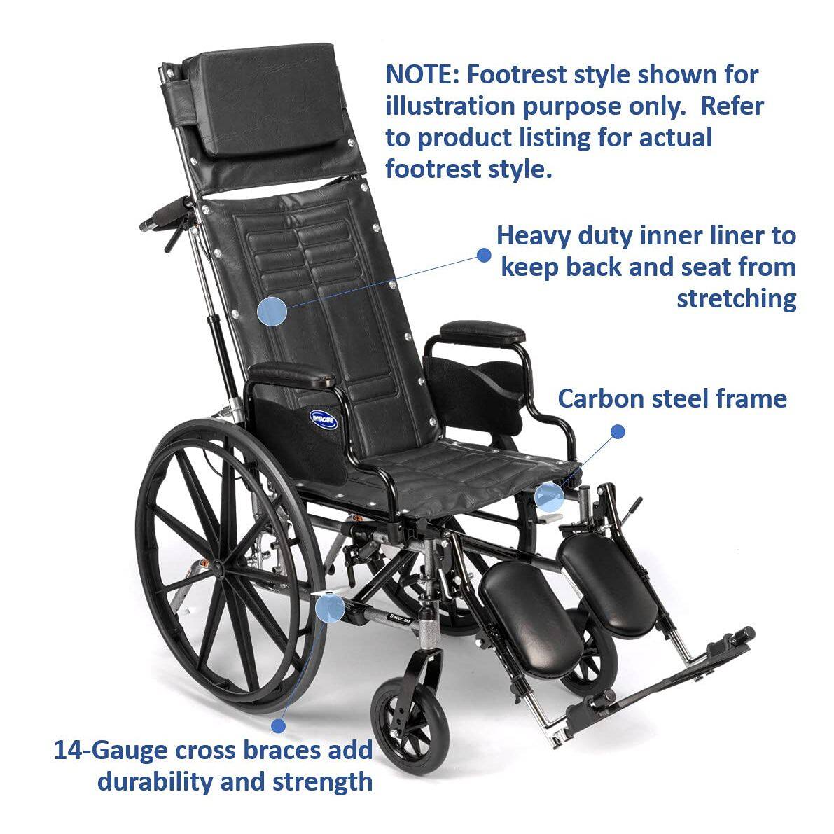 NOTE: Footrest style shown for illustration purpose only. Refer to product listing for actual footrest style.

- Heavy duty inner liner to keep back and seat from stretching
- Carbon steel frame
- 14-Gauge cross braces add durability and strength