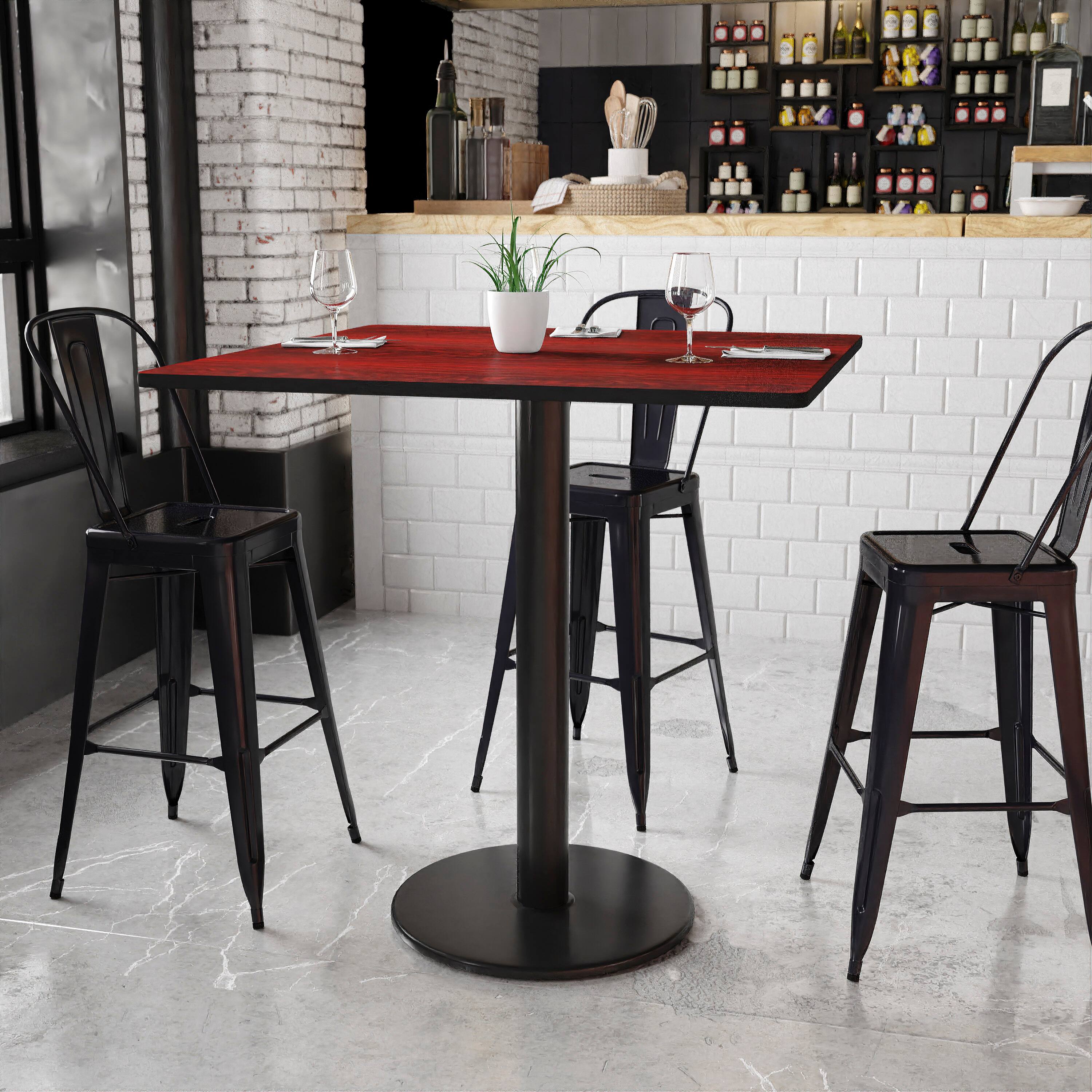 Angle. Flash Furniture - Stiles 42'' Square Mahogany Laminate Table Top with 24'' Round Bar Height Table Base - Brown.