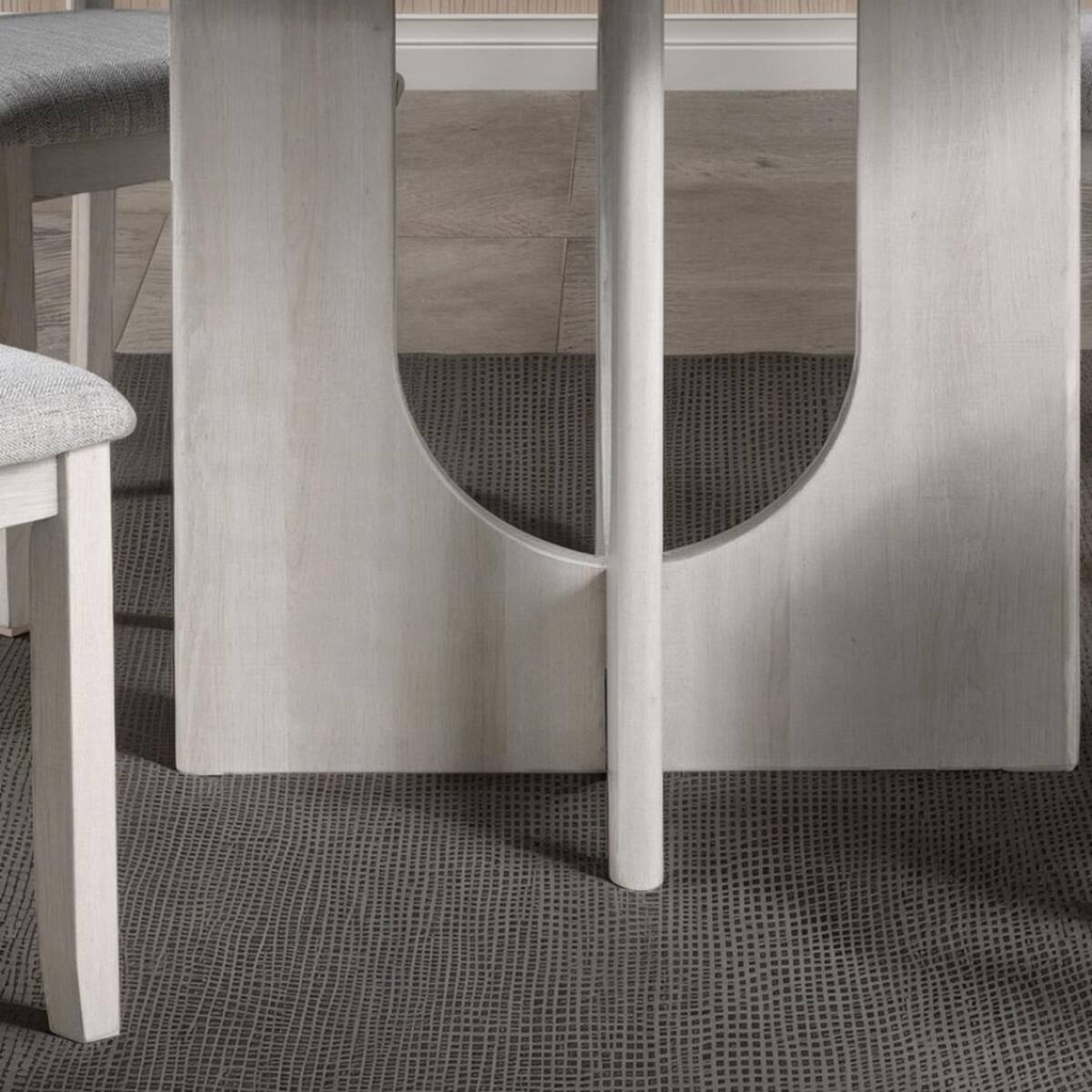 Left. Loheer - Loheer Round Dining Table Gray Two-Tone Finish U-Shaped Pedestal Base Seats Four - Gray.