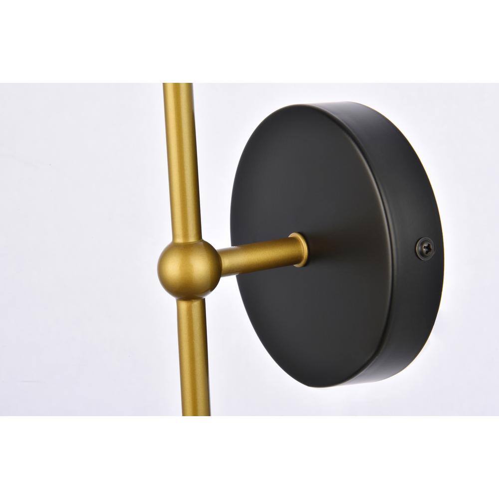 Alt View 1. Living District - Keely 1 light black and brass wall sconce - Black And Brass.