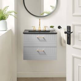 Daybreak Wall-Mount Bathroom Vanity Basin Included by Modway - Light Gray Black