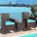Alt View 3. Costway - 3PCS Patio Rattan Furniture Set Cushioned Sofa Glass Tabletop Deck - Blue,Mix Brown.