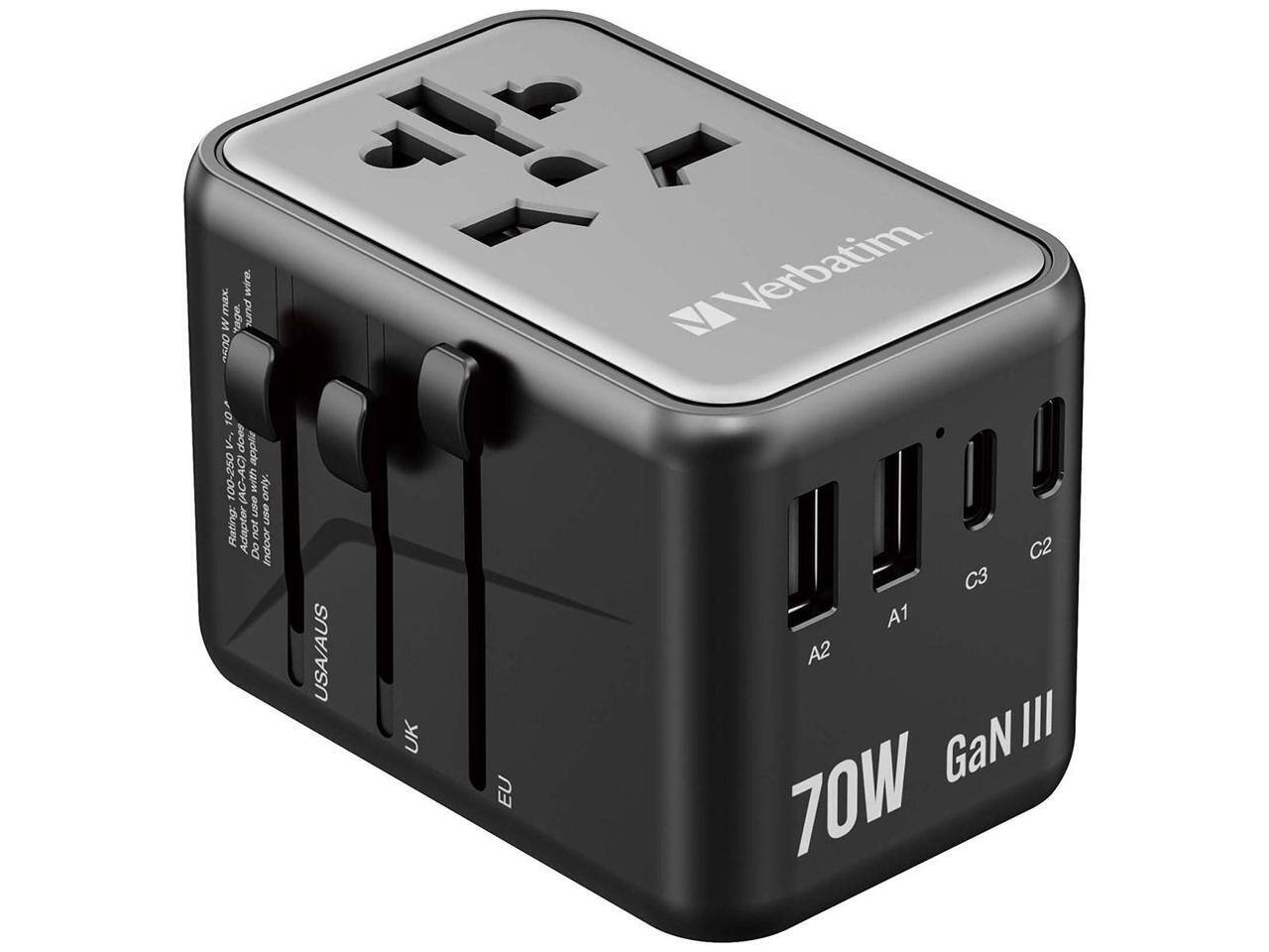 Hotrae IMEX e pun W OU 1 10 V. 200p applie 100-250 AC) (AC-A 4o onl een ecn Rating: Adaptor you Indoor & USA/AUS UK EU Verbatim. ! A1 C3 C2 A2 GaN III 70W