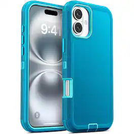 Entronix - Heavy Duty Case for iPhone 16 Plus - Triple-Layer Protection - Teal