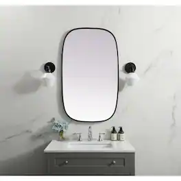 Elegant Decor - Metal Frame Oval Mirror 24x40 Inch - Black