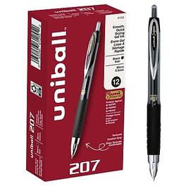 uni-ball - 207 Retractable Gel Pens, Micro Point, 0.5mm, Dozen - Black Ink