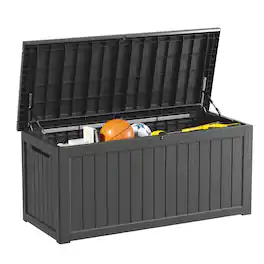 Decksplore - 270 Gallon Outdoor Storage Box — Waterproof Resin Deck Box — Lockable and Durable Outdoor Storage Solution - Black