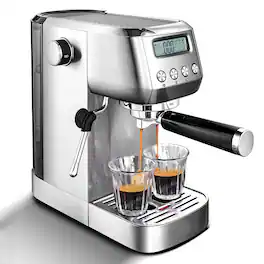AMZCHEF - 20 Bar Espresso Machine with 1.3L Removable Water Tank and Cup Warmer Coffee Maker for Espresso Cappuccino and Latte - Silver