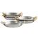 Front. Martha Stewart - Martha Stewart 6 Piece Mini Vintage Oval Au Gratin Pan Set with Brass Handle - Silver and Gold.