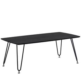 LeisureMod - Elmwood Minimalist Mid-Century Rectangular MDF Coffee Table with Iron Frame for Home Living Room - Black