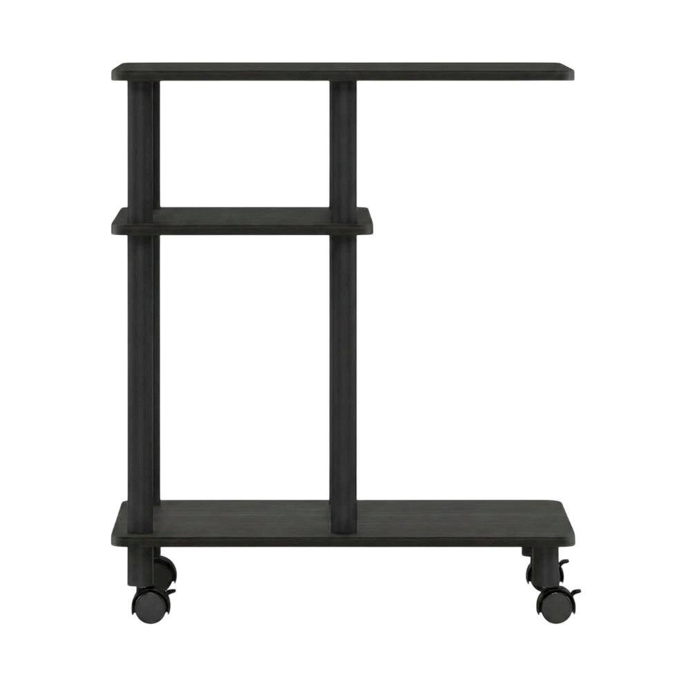 Back. FurniFact - FurniFact U-Shape Sofa Side Table, Rolling Casters - Espresso - Espresso/Black.