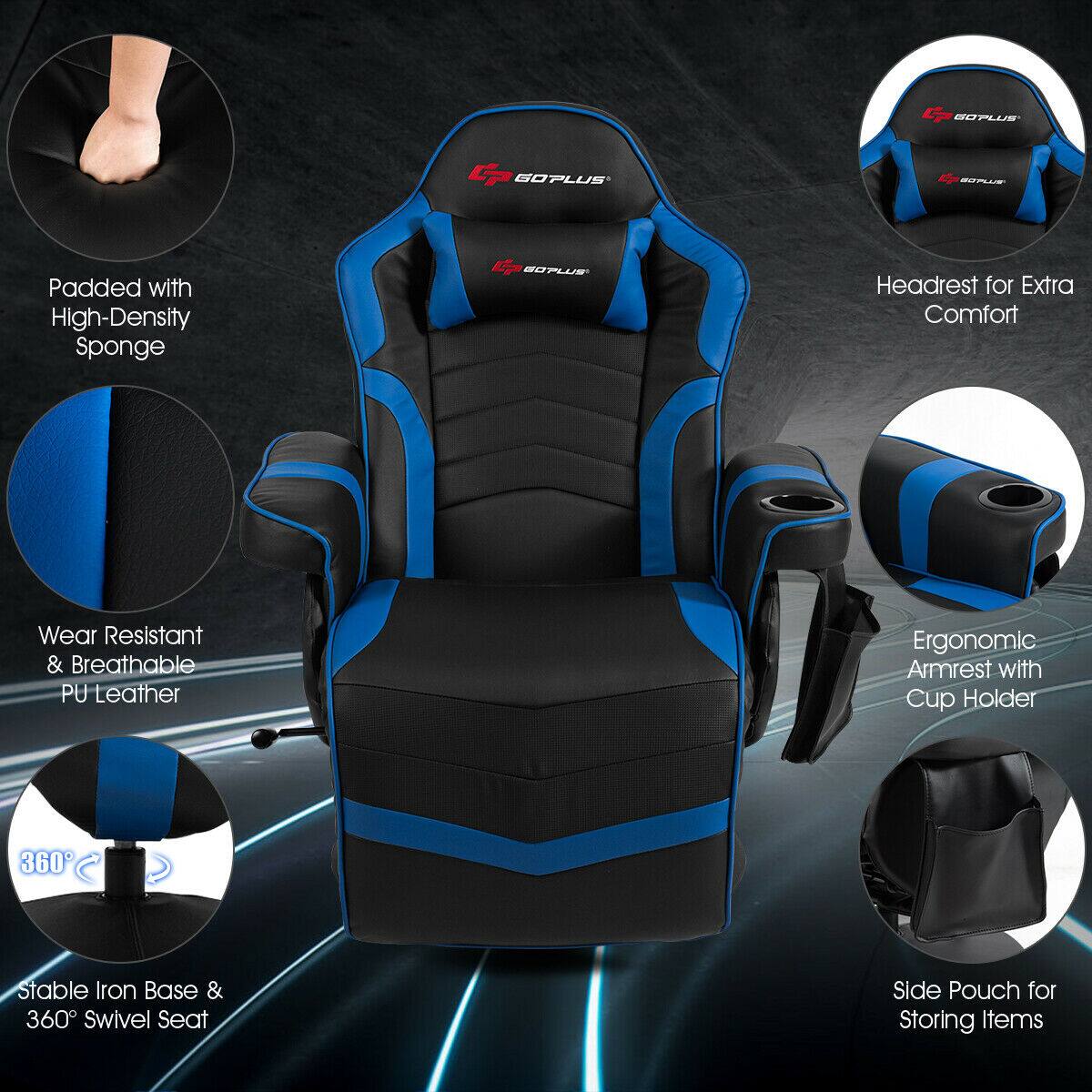GOPLUS  
CP GOPLUS  
SOPLUS  
Padded with High-Density Sponge  
GOPLUS  
Headrest for Extra Comfort  
Wear Resistant & Breathable PU Leather  
Ergonomic Armrest with Cup Holder  
360° Stable Iron Base & 360° Swivel Seat  
Side Pouch for Storing Items