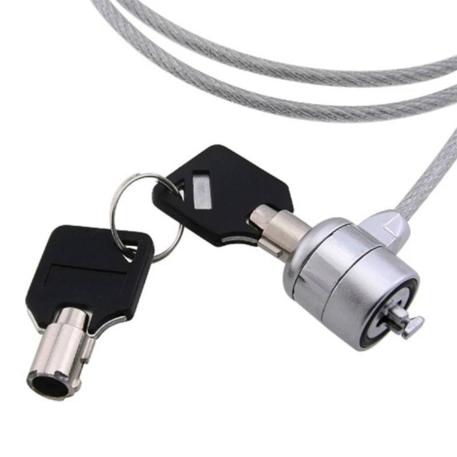 Angle. Stock Preferred - Universal Laptop Security Cable Lock with T-Bar and Two Keys - Silver.