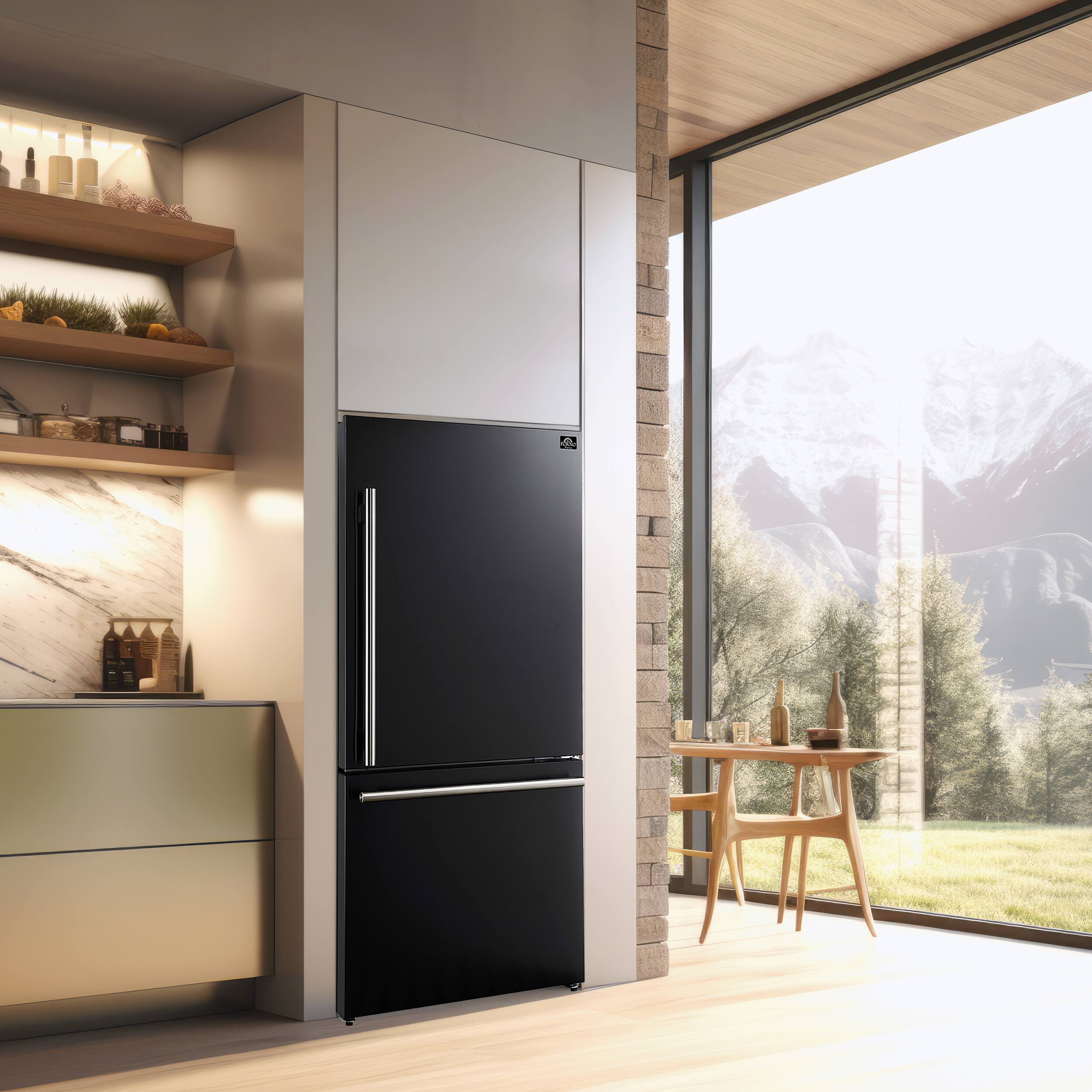 Alt View 20. Forno Appliances - Milano Espresso 17.2 Cu. Ft. Counter-Depth Bottom Freezer Refrigerator with Right Swing Door, Antique Brass Handles - Black.