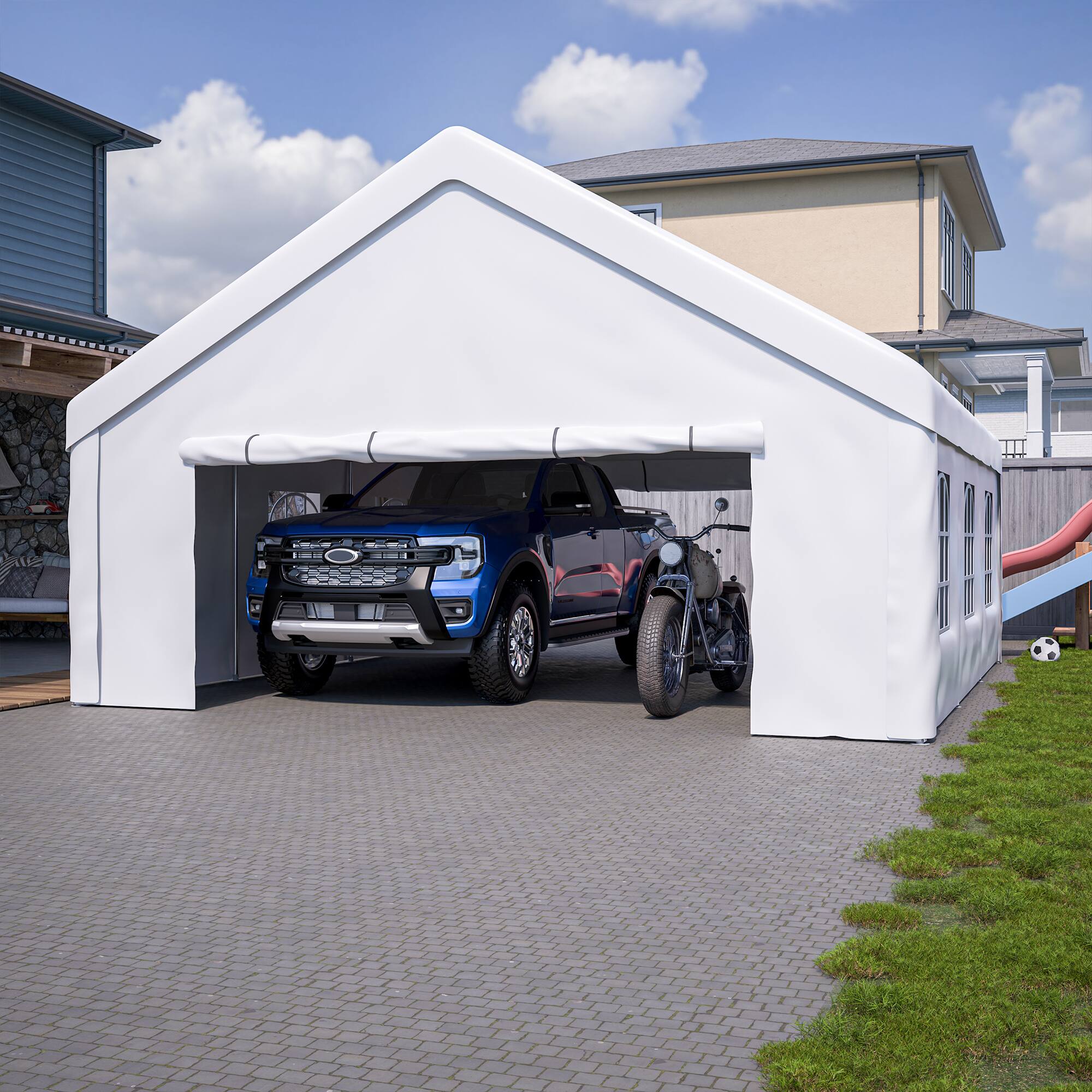 Alt View 7. Tiramisubest - 20x20 FT Detachable Side Event Shelter with Carport Capability and Storage Solutions.