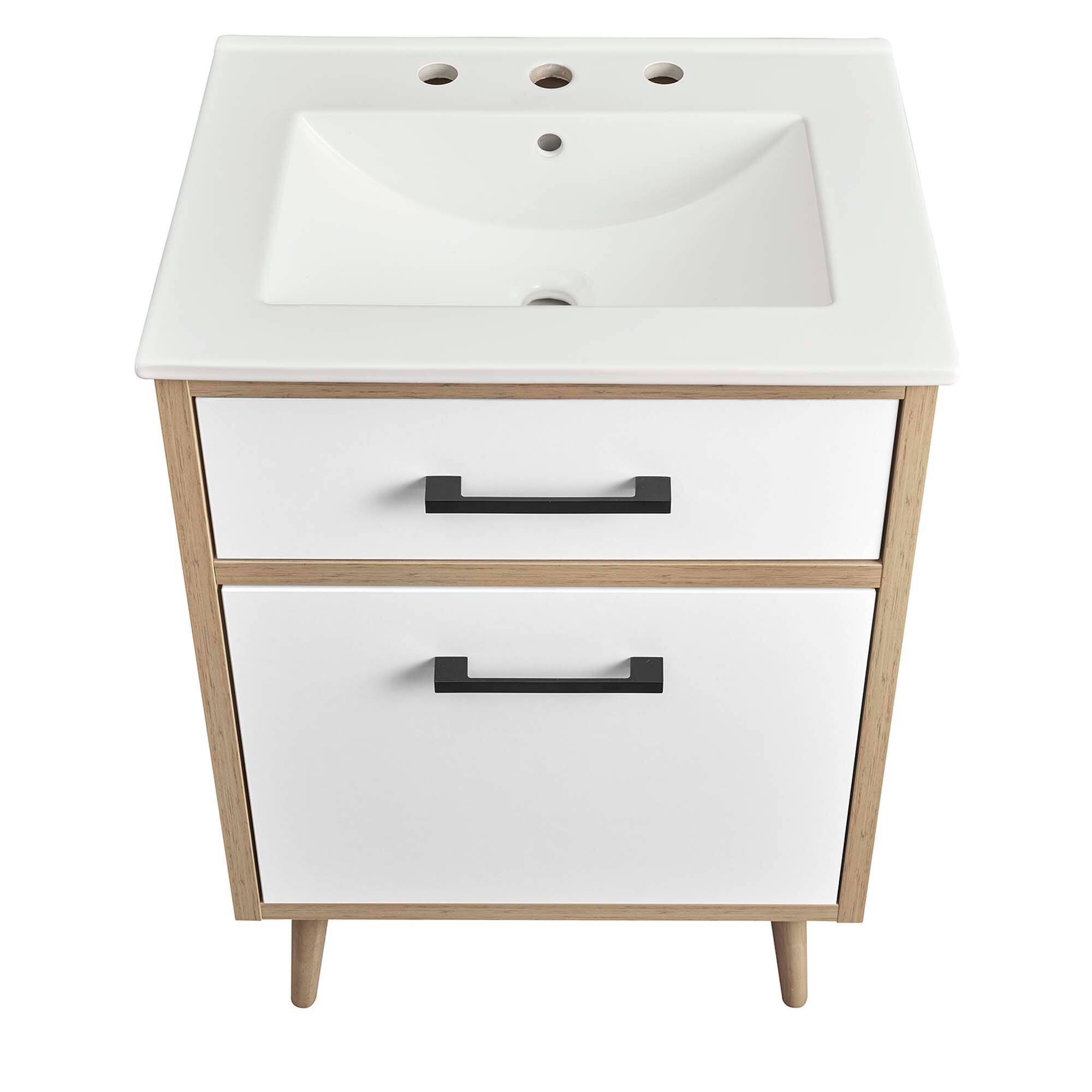 Alt View 5. Modway - Maverick Bathroom Vanity Basin Included by Modway - White Oak.