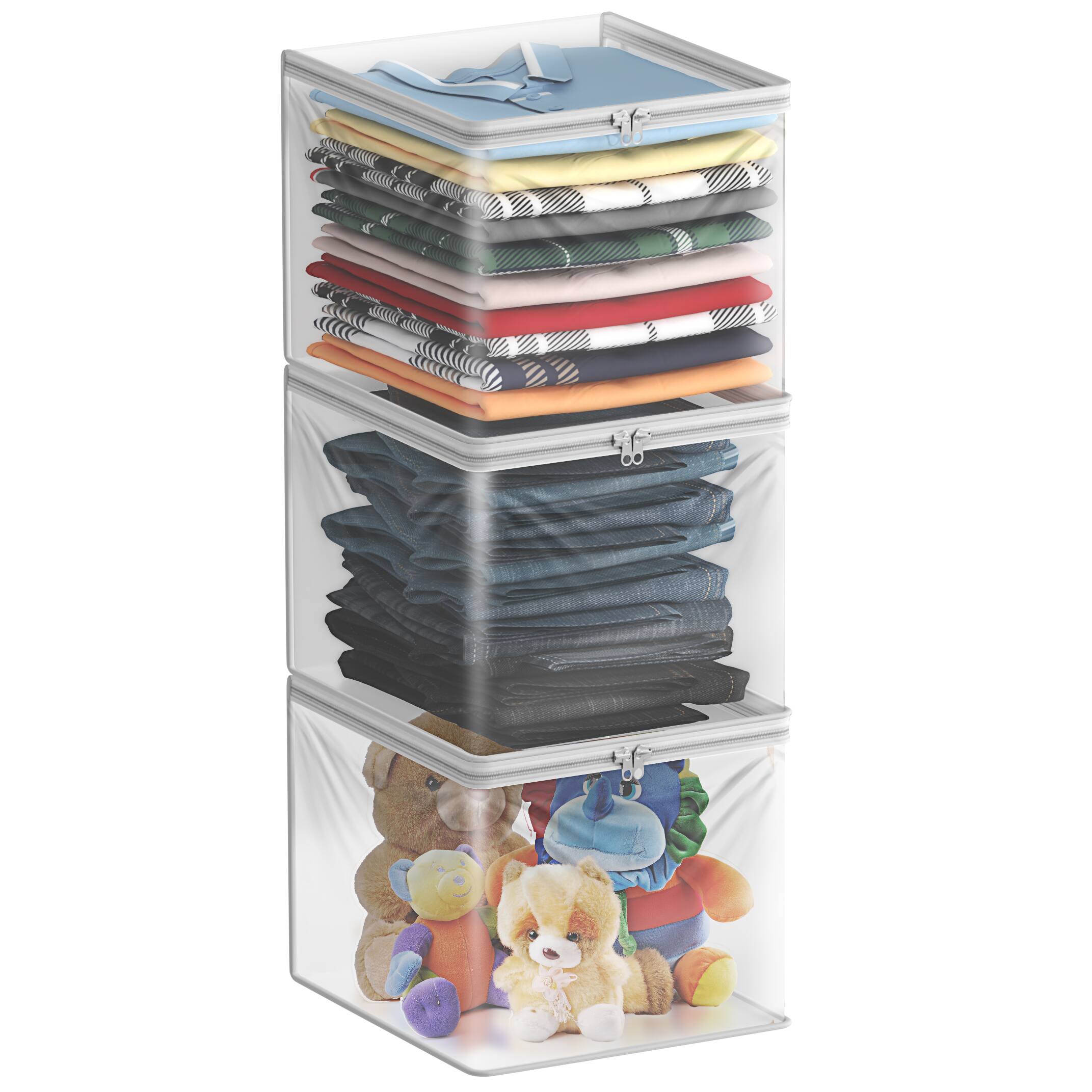 Alt View 4. Sorbus - Sorbus 3 Pack Clear Storage Cube with Zipper & Carry Handles – for Clothes, Blankets, Bedding, Closets, Bedrooms & More - Clear.