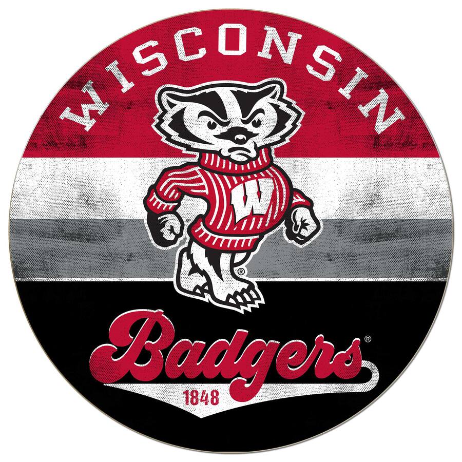 Jardine Wisconsin Badgers 20'' x 20'' Retro Logo Circle Sign Red ...