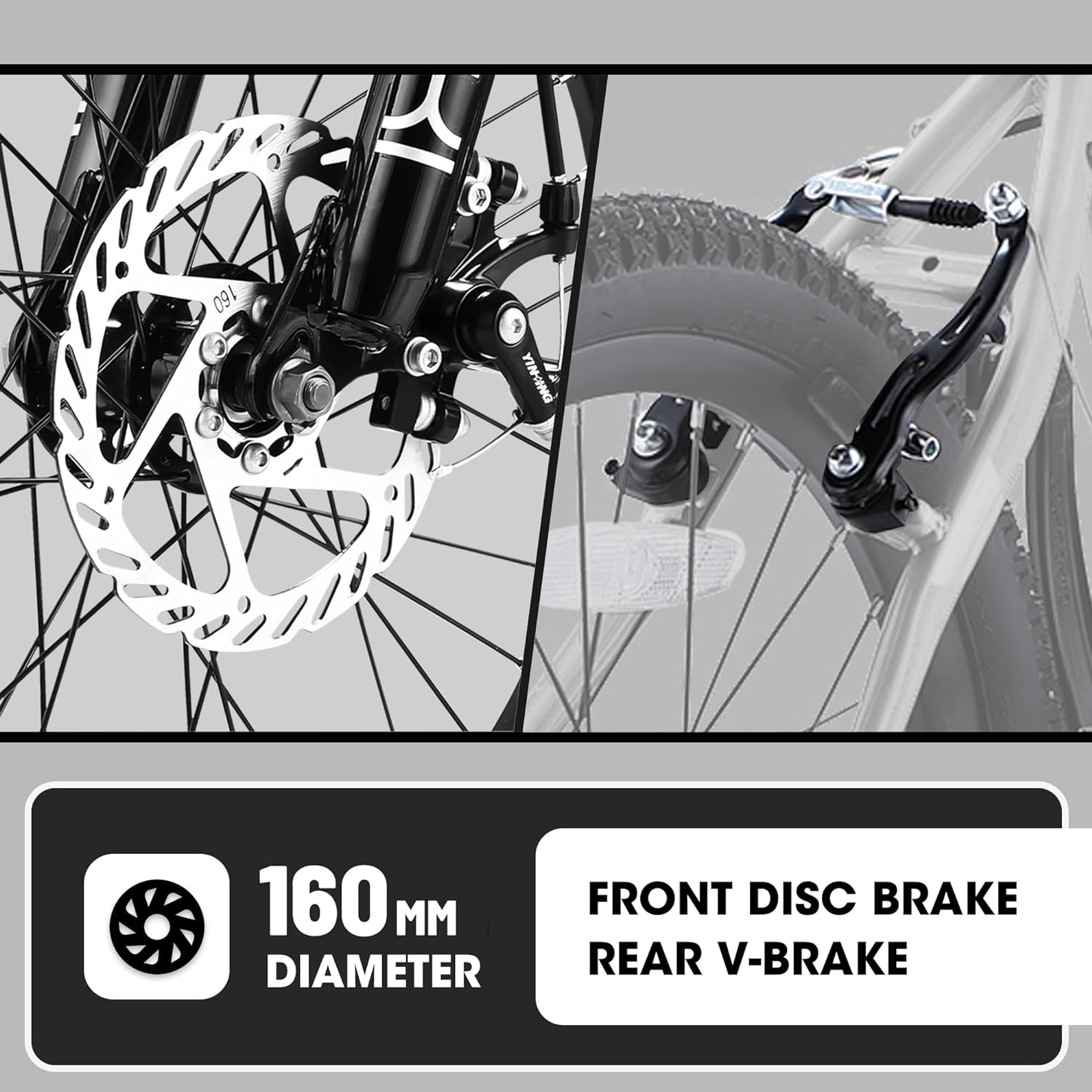160 MM DIAMETER  
FRONT DISC BRAKE  
REAR V-BRAKE