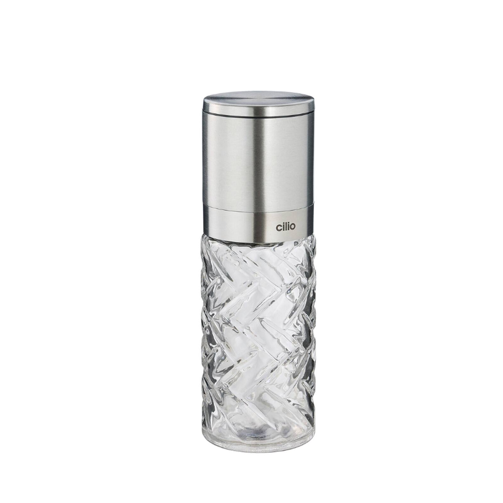 Front. Cilio - Cristallo Glass & Stainless Steel Salt and Pepper Mill, Stainless - Stainless.