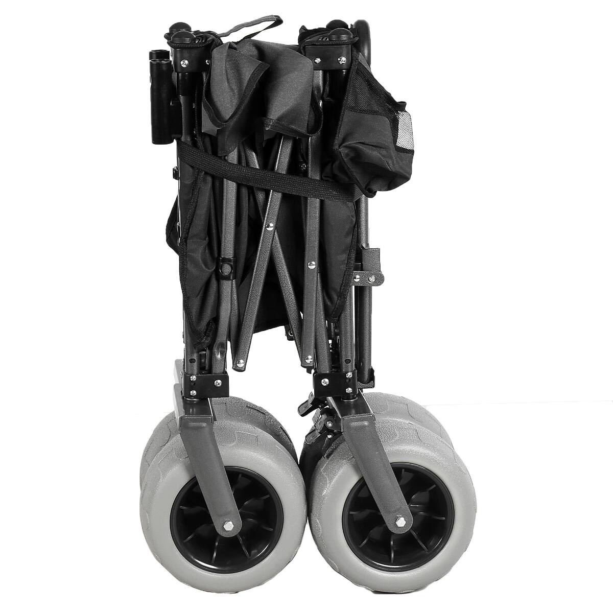 Alt View 4. Loheer - Loheer Folding Beach Wagon with All Terrain Balloon Wheels, Adjustable Push Pull Handles, Black and Gray.