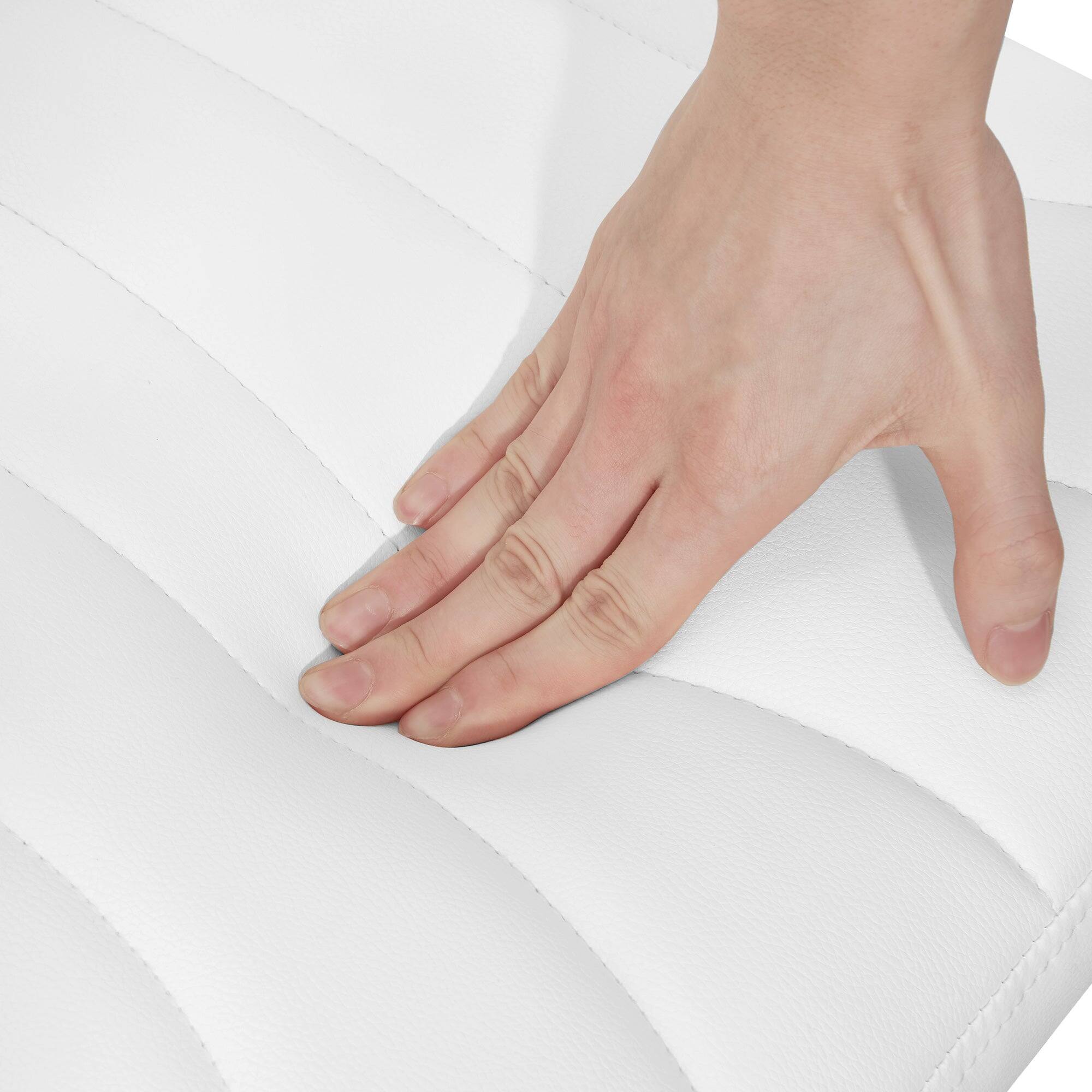 Alt View 1. Vecelo - Set of 4 Adjustable Swivel Bar Stools - PU Leather Seat, 360° Rotation, Height 35.4"-43.7", 330lb Capacity - White.