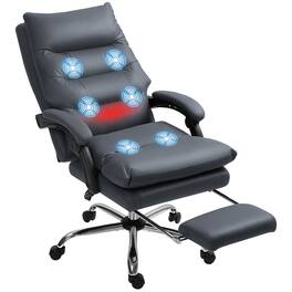 Vinsetto - Microfibre Executive Massage Office Chair, Computer Desk Chair, Heated Reclining Chair with Footrest - Dark Gray