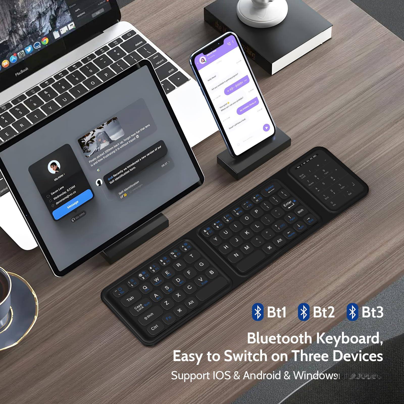 - MacBook
- 4 A & % 5 5 T 4 E JH af I 5 8 & 7 u Y nongoib CnvonLame Lase mednesdar Pozaid - L4 - - - I I i_rs 1 I a d p o MA Fat L hew = fmpot Inoei 1 hart . - 200mm of nicked #seineting version Finsale - - a and Introsheced 2 fem Recamly - Bal J . 5 Bel 5 - 5 - Sed CrD tns - . Enter . P - I o 1 I L . i & U K . - Y Aht & H M x % N 4 T 4 R G 3 E F . 3 W V D 1 C Q S A x Tab Alt Z CAsS x Bt1 Bt2 Bt3 0onin Fe Ctri Bluetooth Keyboard, Easy to Switch on Three Devices Support IOS & Android & Windowsi

- Easy to Switch on Three Devices
- Support IOS & Android & Windows
- Bluetooth Keyboard, Easy to Switch on Three Devices
- Bt1 Bt2 Bt3