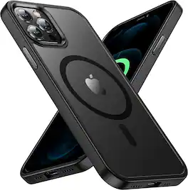 Entronix - Magnetic Case for iPhone 12 Pro Max - Translucent Frosted Matte Design - Black