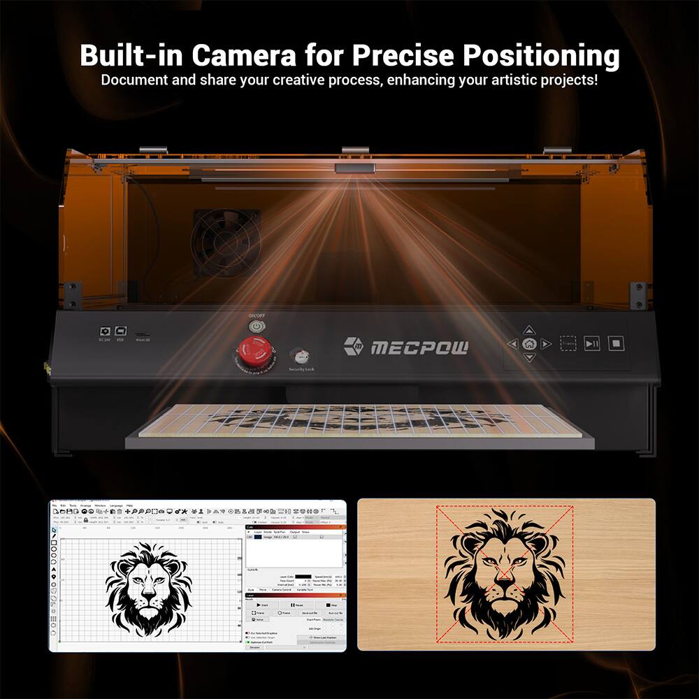 Built-in Camera for Precise Positioning  
Document and share your creative process, enhancing your artistic projects!  

CTO EW - MECPOW  
ORd 07546+ A N Y 00 r - 5