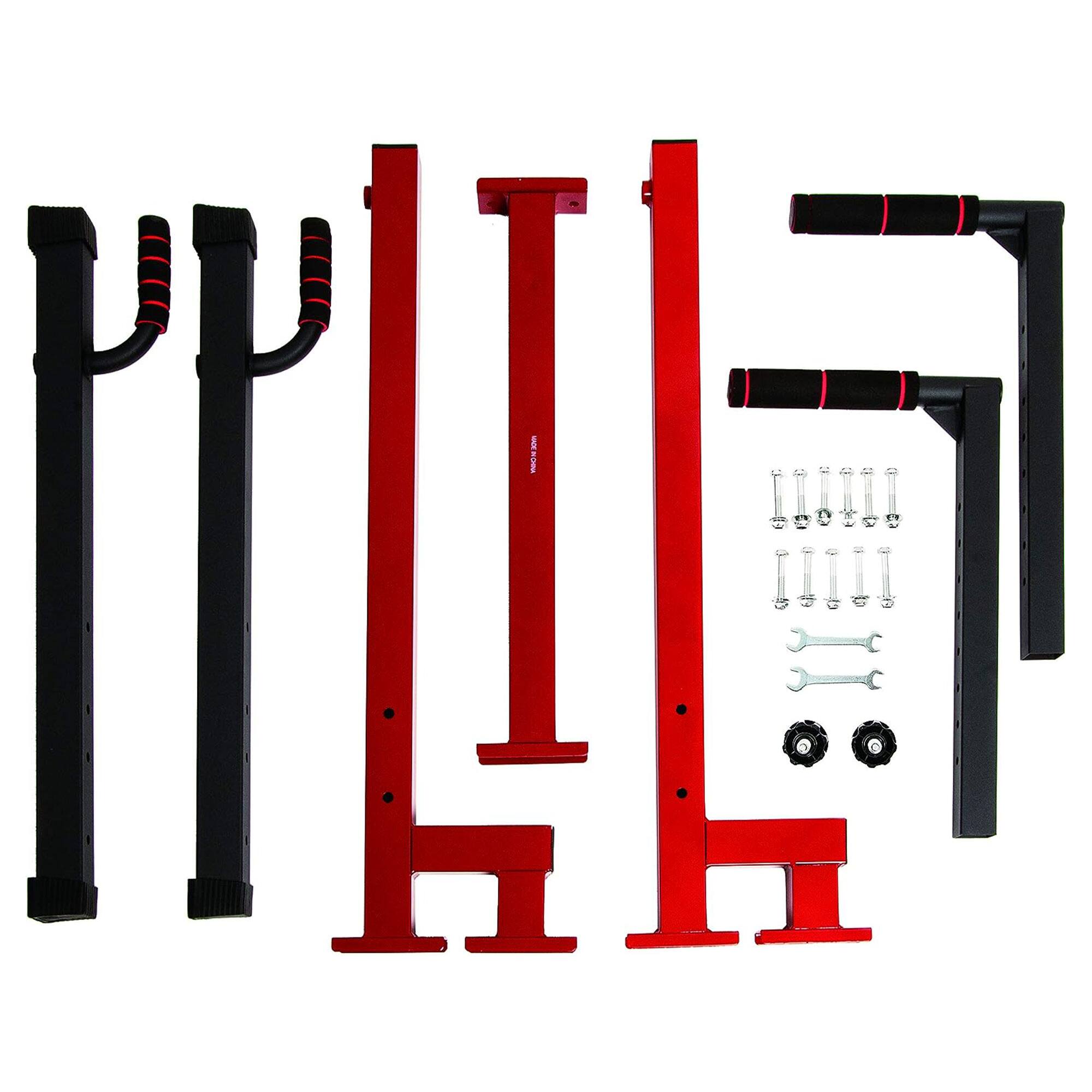 Alt View 8. BalanceFrom Fitness - BalanceFrom Multi-Function Home Gym Exercise Dip Stand, 500lb Capacity, Red - Red.