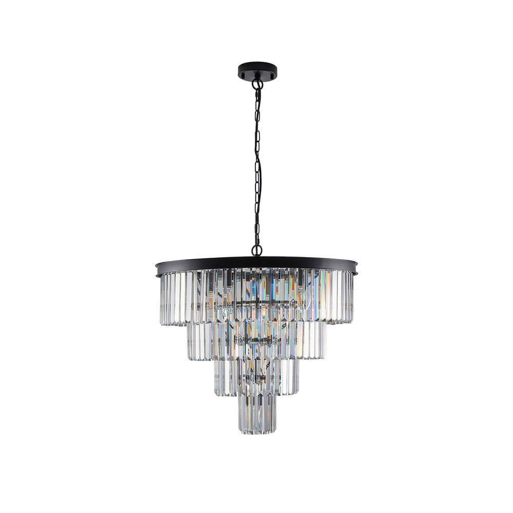 Alt View 6. Kadyn - 24" Contemporary Crystal Modern Chandeliers Crystal Ceiling Chandelier 4 Tier Black Chandelier Lighting, Black - Black.
