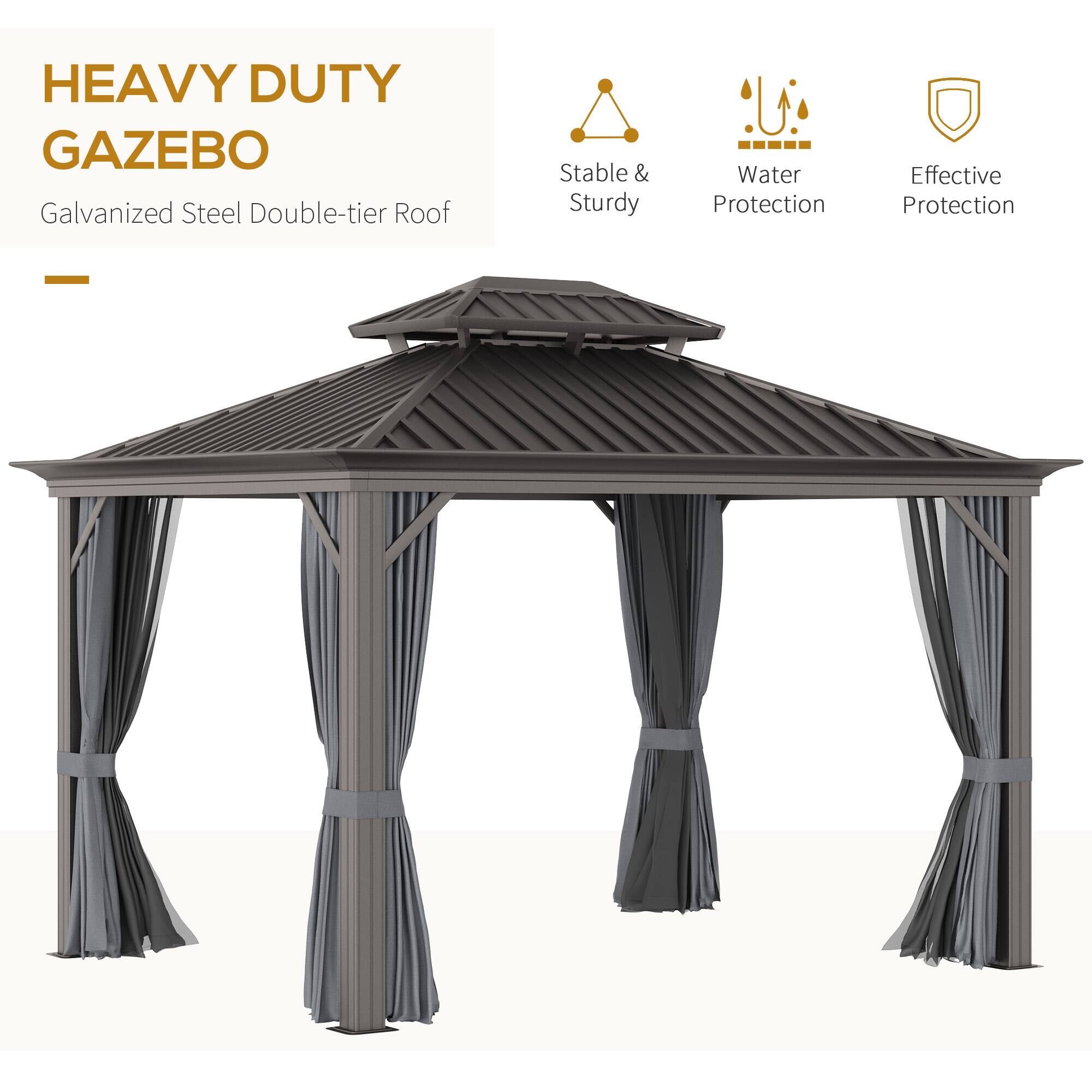 HEAVY DUTY GAZEBO  
Galvanized Steel Double-tier Roof  

- Stable & Sturdy  
- Water Protection  
- Effective Protection