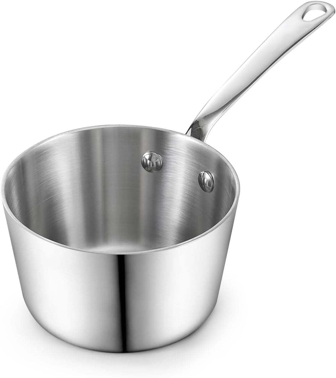 Front. D&M - Multi ply Clad 0.39 QT Stainless Steel Butter Warmer Small Saucepan for Coffee, Butter, Milk, Induction Compatible - stainless steel.