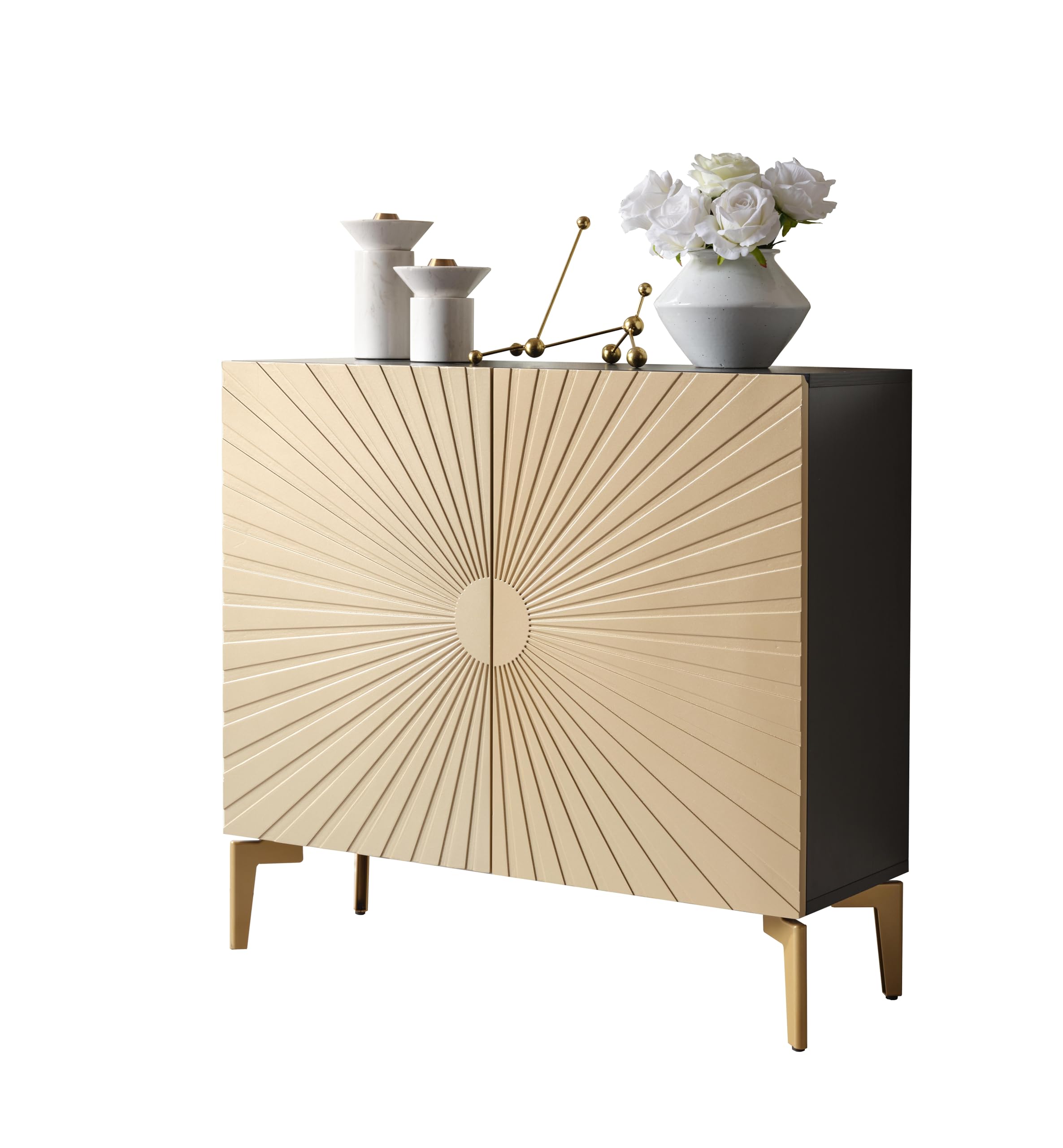 Angle. Kings Brand Furniture - Kings Brand Furniture 2-Door Storage Cabinet, Accent Sideboard Buffet, Coffee Bar Console Table - Gold.