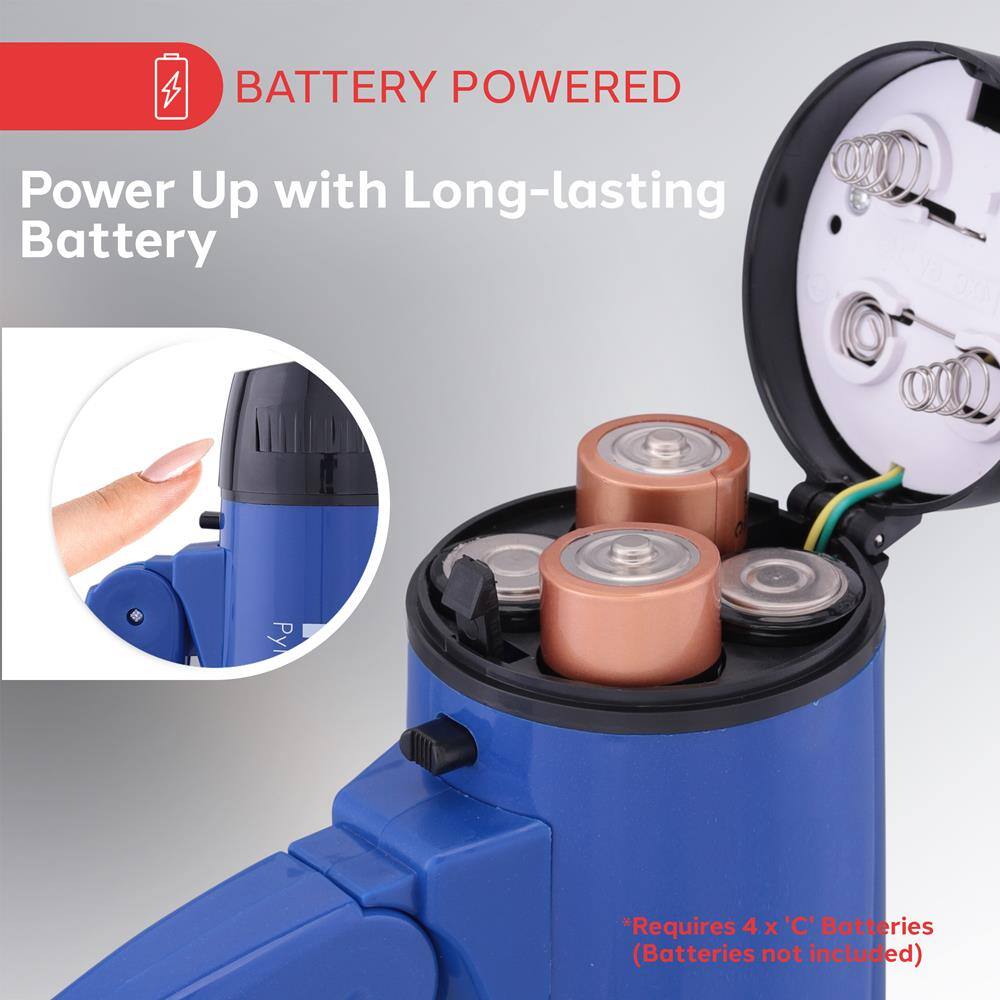 BATTERY POWERED

Power Up with Long-lasting Battery

*Requires 4 x 'C' Batteries (Batteries not included)