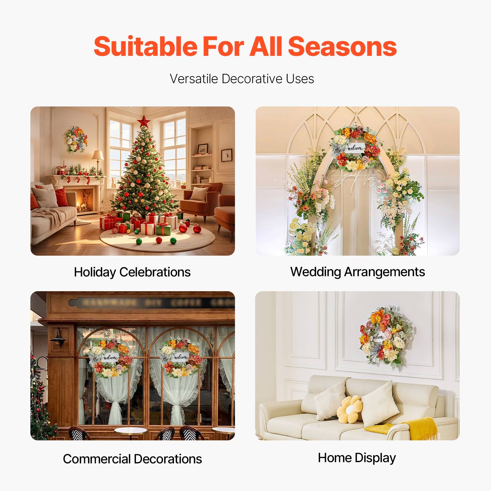 Suitable For All Seasons

Versatile Decorative Uses

Holiday Celebrations

Wedding Arrangements

Commercial Decorations

Home Display