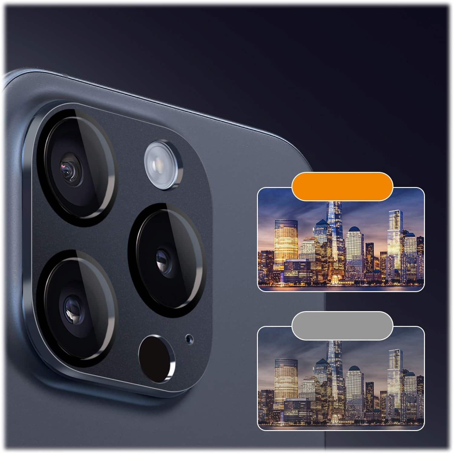 Alt View 12. SaharaCase - ZeroDamage Camera Lens Protector for Apple iPhone 15 Pro and iPhone 15 Pro Max (2-Pack) - Blue.