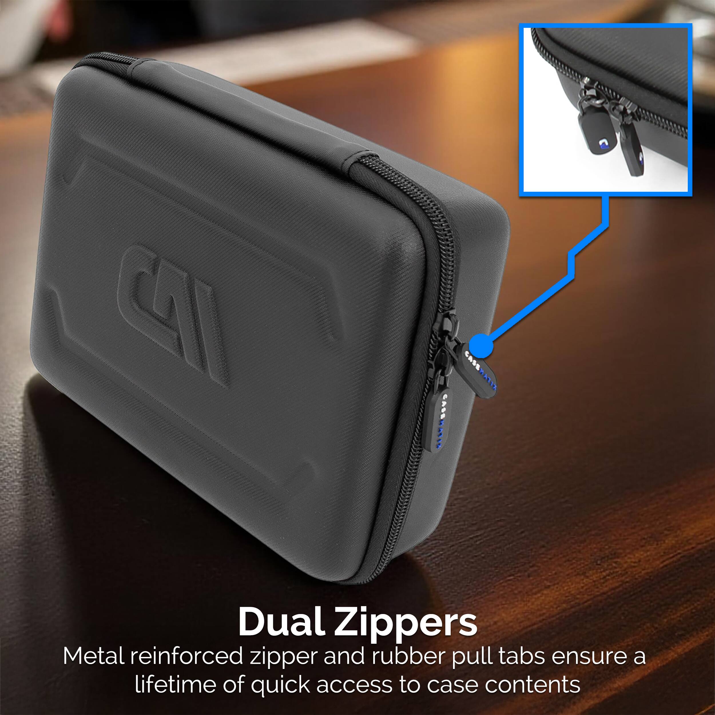 CASSMATIZ CASE  
CASSMATIS ASIS  

Dual Zippers  
Metal reinforced zipper and rubber pull tabs ensure a lifetime of quick access to case contents