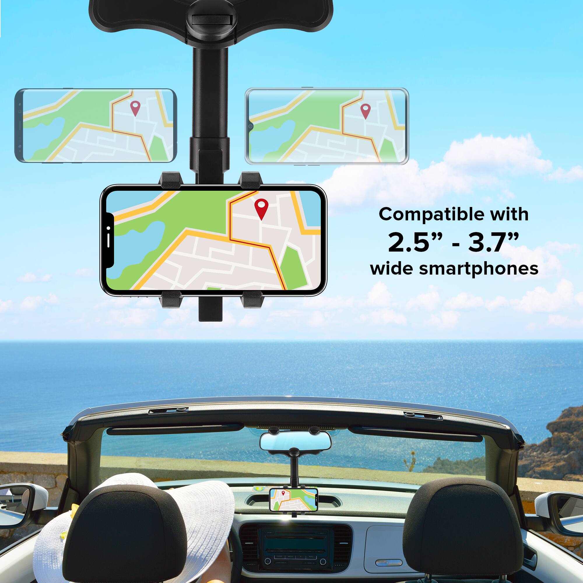 Compatible with 2.5" - 3.7" wide smartphones