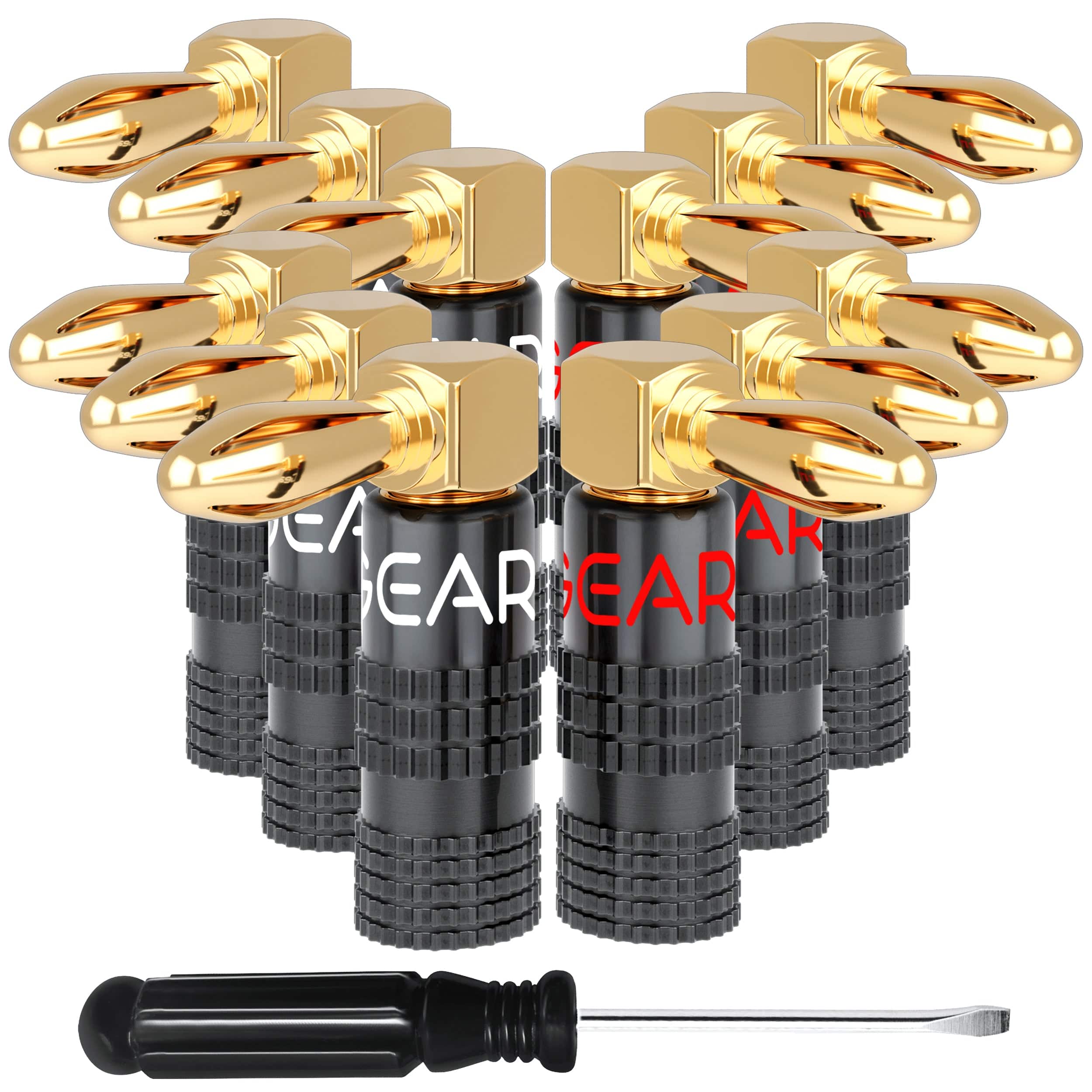 GEARit - 6 Pairs Right Angle Pin Type Speaker Banana Plugs