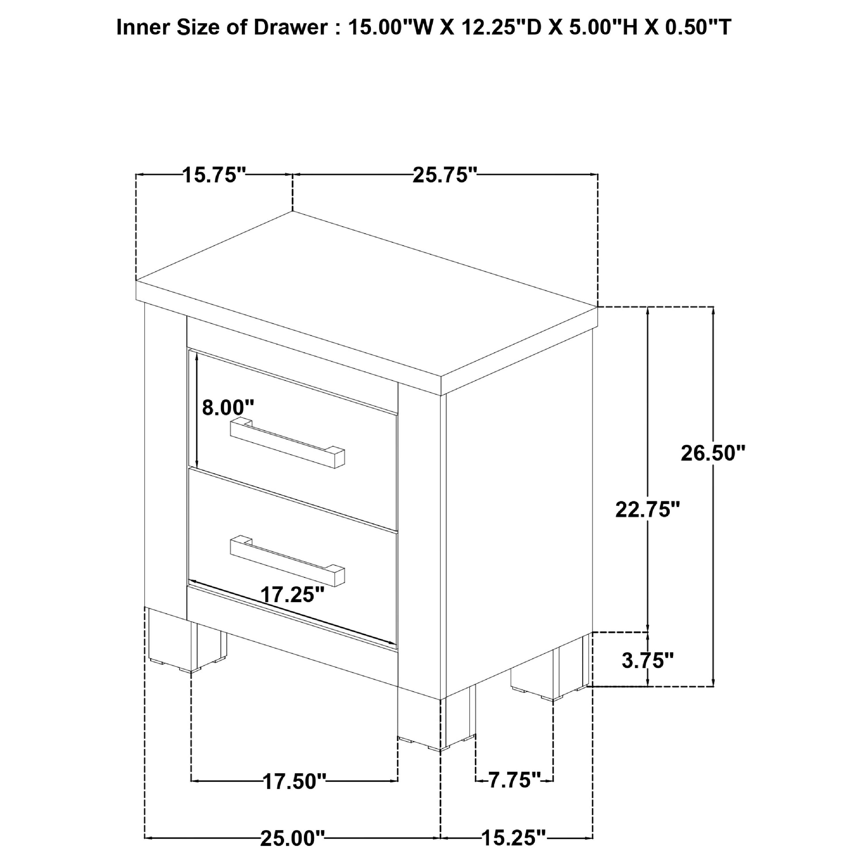 Inner Size of Drawer: 15.00"W X 12.25"D X 5.00"H X 0.50"T

15.75" 25.75" 8.00" 26.50" 22.75" 17.25" 3.75" 17.50" 7.75" 25.00" 15.25"