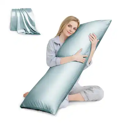 Front. Skar Audio - Body Pillow With Satin Pillowcase For Adults Removable Cover 20 x54 - Ice Blue.