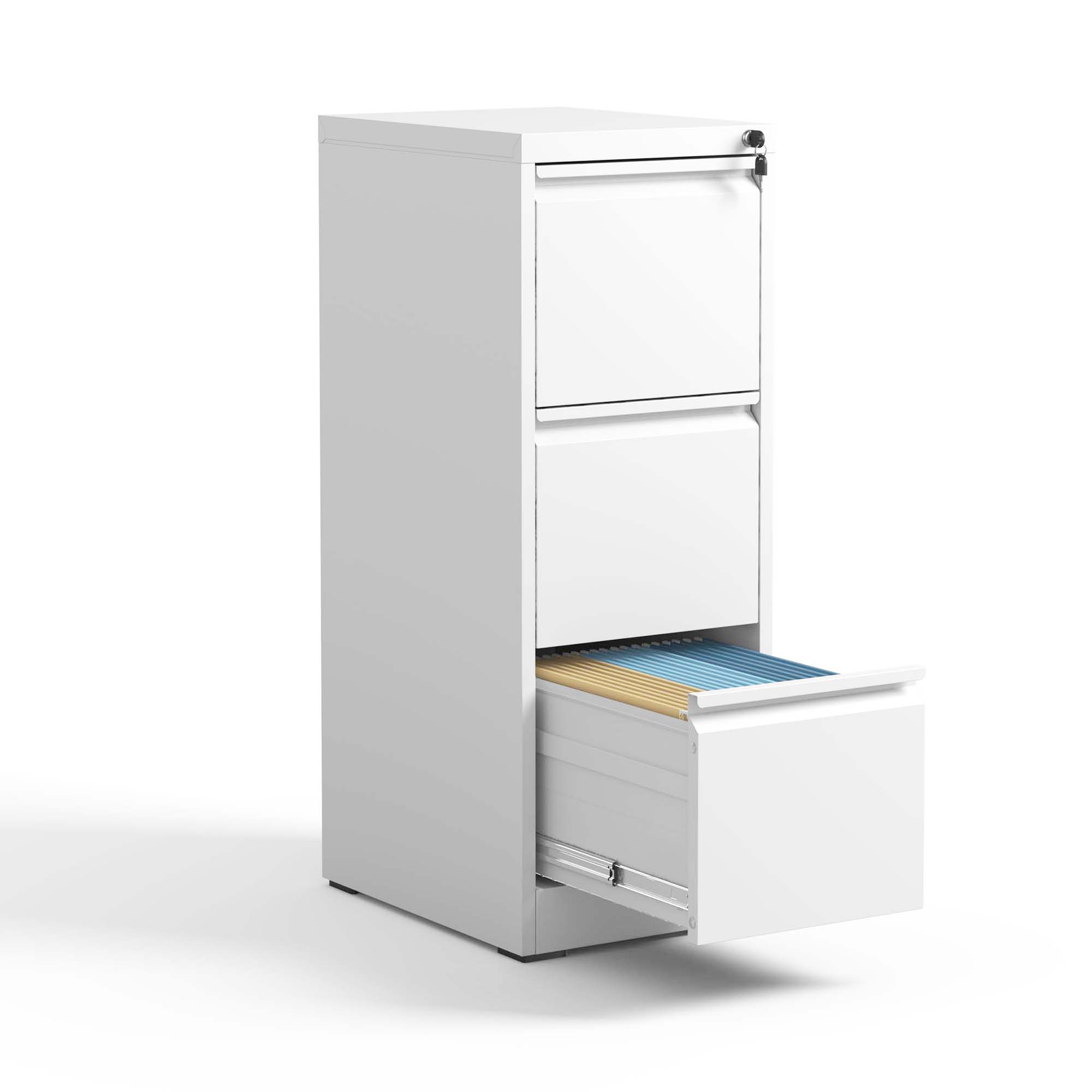 Angle. Dexmalle - Dexmalle-3 Drawer Metal Vertical File Cabinet with Lock-White.