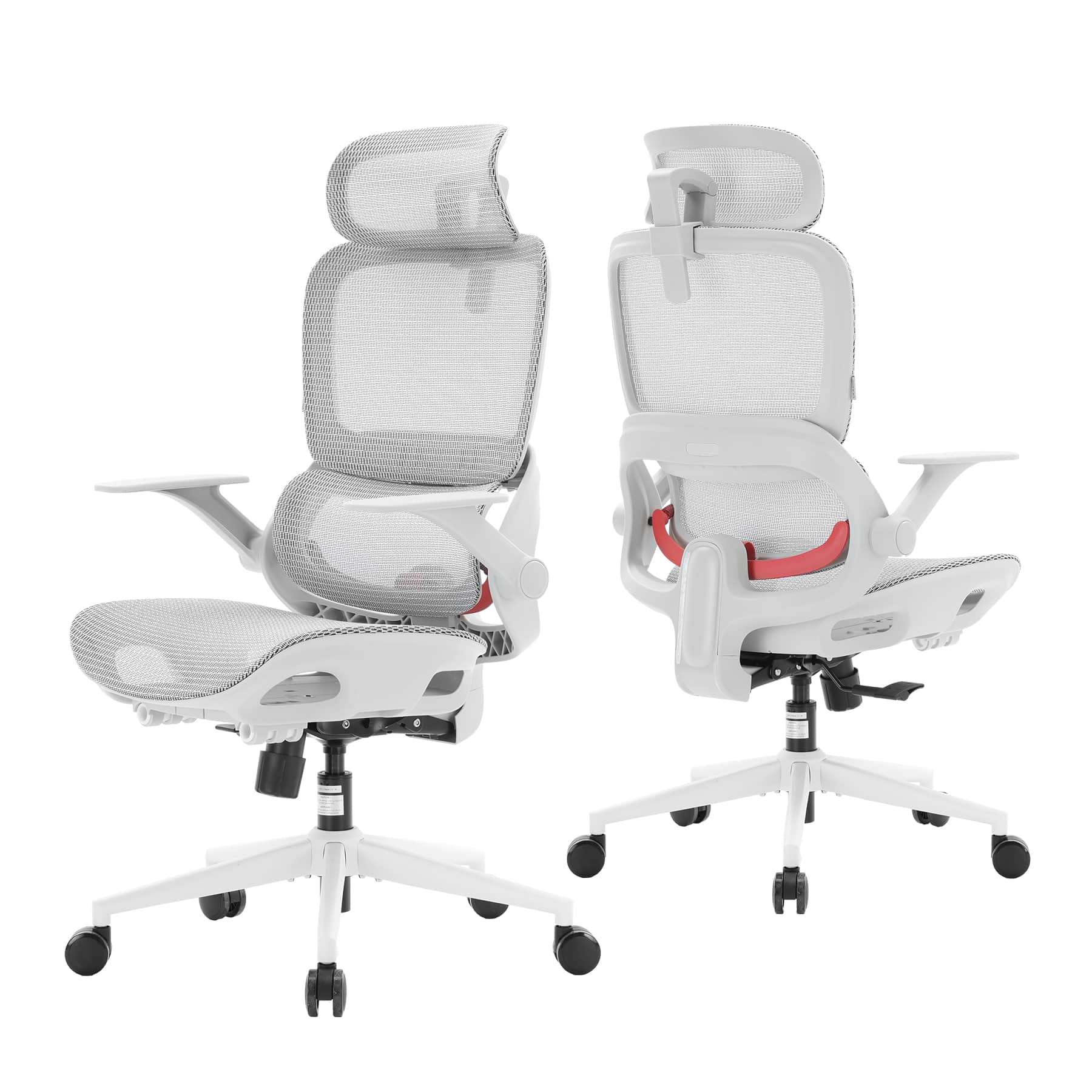 SIHOO - B100 Ergonomic Office Chair, Desk Chair with Zoned Back Support, 2D Wide Headrest, High Back Executive Chair - White