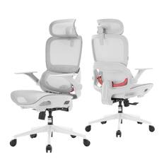 Front. SIHOO - B100 Ergonomic Office Chair, Desk Chair with Zoned Back Support, 2D Wide Headrest, High Back Executive Chair - White.