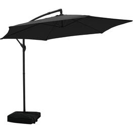 Ainfox - 10FT Outdoor Patio Yard Offset Umbrella with Cross Base for Market,Garden,Deck,Backyard,Pool - Black